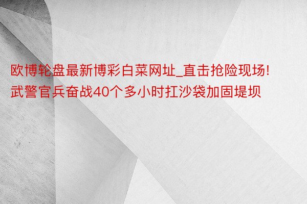 欧博轮盘最新博彩白菜网址_直击抢险现场! 武警官兵奋战40个多小时扛沙袋加固堤坝