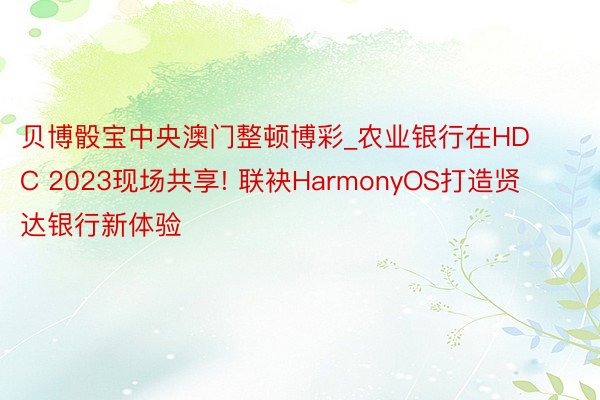 贝博骰宝中央澳门整顿博彩_农业银行在HDC 2023现场共享! 联袂HarmonyOS打造贤达银行新体验