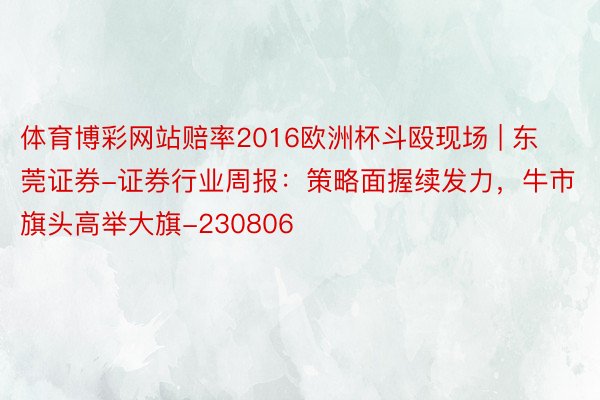 体育博彩网站赔率2016欧洲杯斗殴现场 | 东莞证券-证券行业周报：策略面握续发力，牛市旗头高举大旗-230806