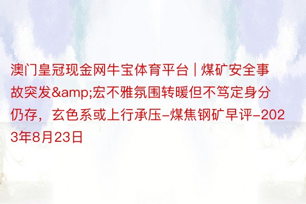 澳门皇冠现金网牛宝体育平台 | 煤矿安全事故突发&宏不雅氛围转暖但不笃定身分仍存，玄色系或上行承压-煤焦钢矿早评-2023年8月23日